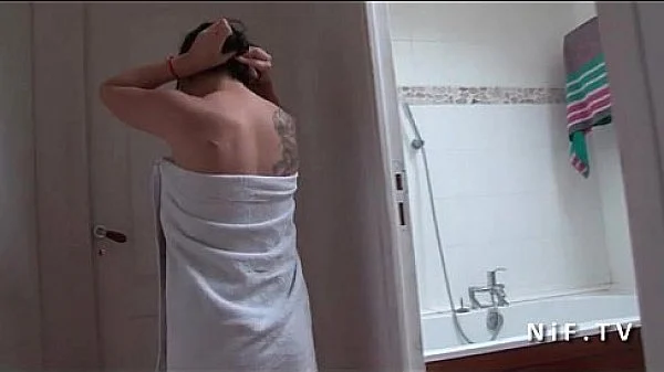 Amateur busty french asian slut with tattoos sucks and rides a young cock