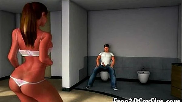 Busty 3D cartoon brunette showing off her body