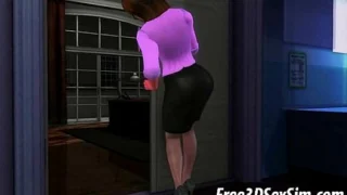 Foxy 3D cartoon ebony babe sucking on a hard cock