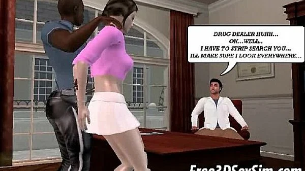 Hot 3D brunette babe getting fingered by her doctor