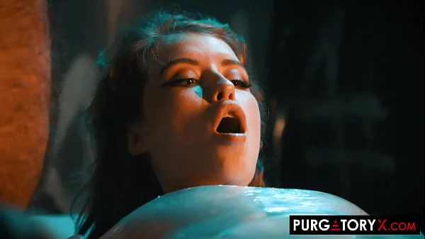 Skinny brunette has all of her fuck holes used by two tattooed men