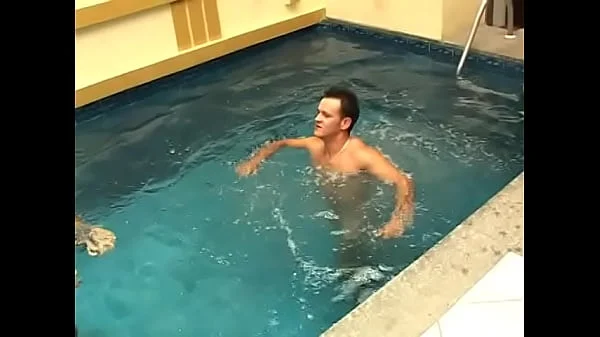 Two gay guys Igor and Felipe Saroa in hardcore action at the pool