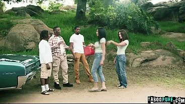 Two MILFs gangbanged by three black men!