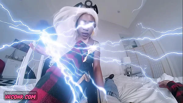 VRConk X-Men: Storm Cosplay by ebony babe – hardcore cowgirl POV