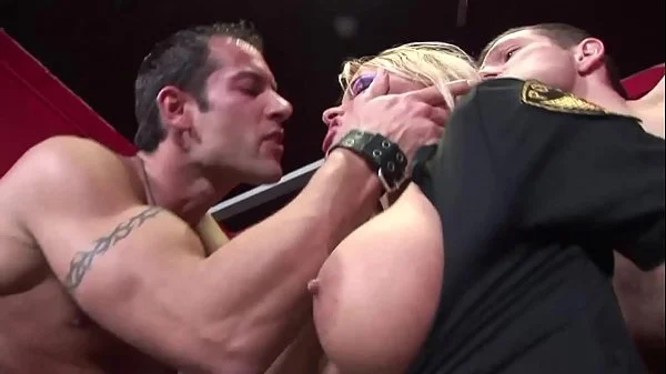 A naughty policewoman comes into the men’s toilet and pulls out their cocks for fuck