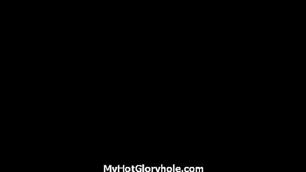 Ebony sucks off a big cock through a gloryhole 19