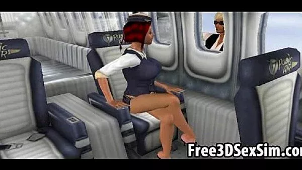 Foxy 3D cartoon flight attendant getting fucked