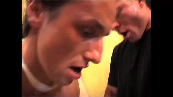 Marianne enters the men’s room and fuck with two strangers