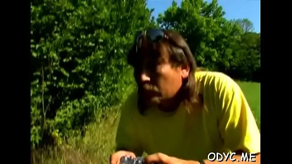 Sexy teen blows old dude