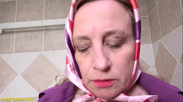 ugly skinny 72 years old grandma takes a soapy shower prolapse her big cervix and peeing in the bathtub