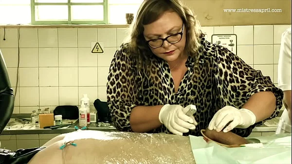 Mistress April treats a cock badly in her hospital