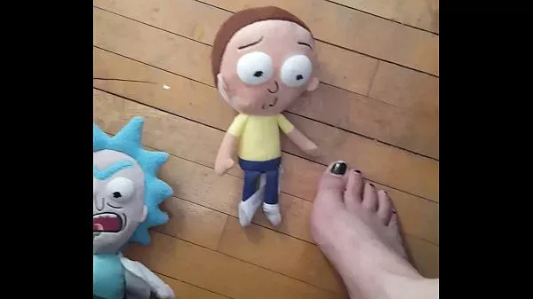 Giant Woman Barefoot Crushes, Tramples, and Kicks 2 Small Guys