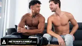 HETEROFLEXIBLE – Str8 Benjamin Blue Tries VR Porn With Buddy Kenzo Alvarez, Decides To Ride His Cock